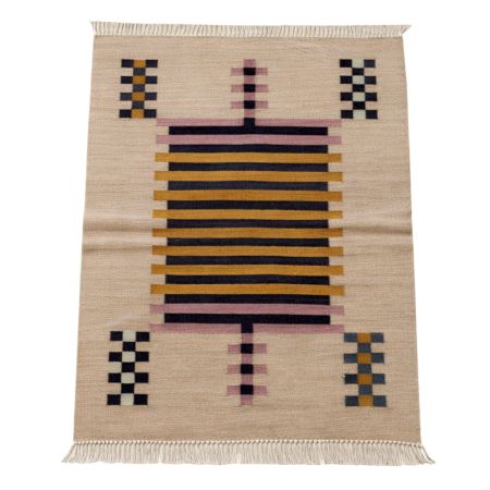 Handcrafted Multicolor Wool Vintage Dhurrie For Home